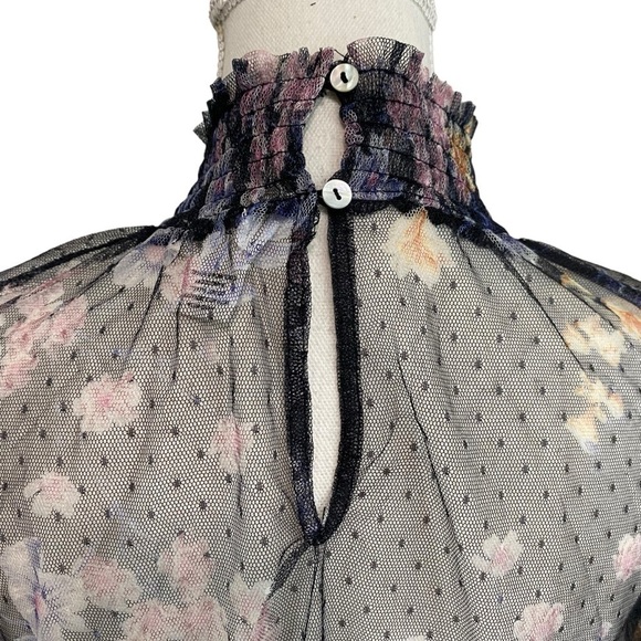 L.I.F.E. - LOVE IS FOR ETERNITY - SHEER HIGH COLLAR MESH SMOCK PUFF SLEEVE B20 - Picture 7 of 12